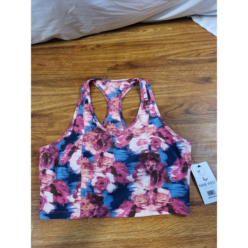 Nine West Sports Bra Racerback Floral Women's Sz XL NEW NWT